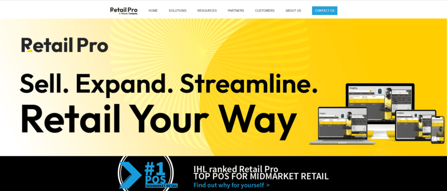Screenshot of Retail Pro’s homepage