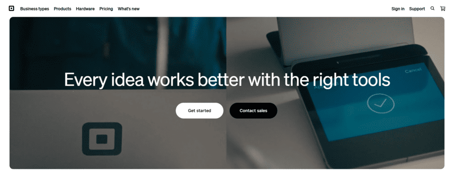 Screenshot of Square’s homepage