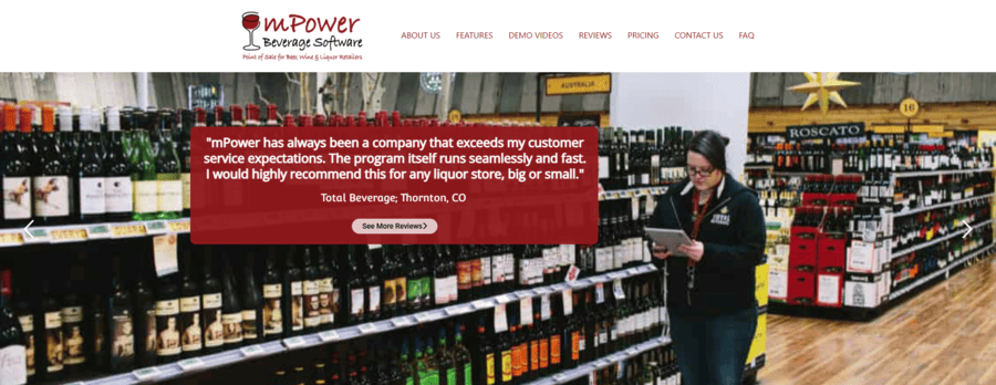 Screenshot of mPowerPOS’s homepage