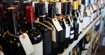wine bottles on shelf