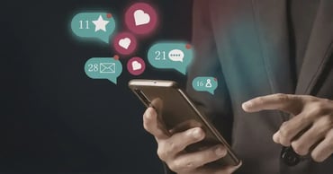 person using social media on phone