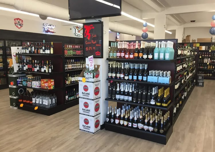 Example of liquor store merchandising endcap display