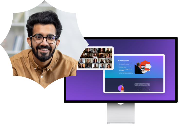 event speaker with computer